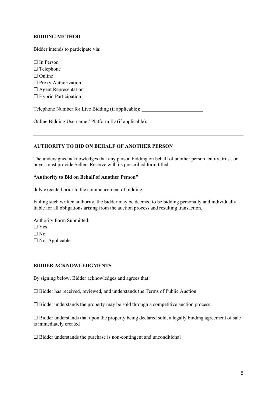 Bidder Registration Form — page 5