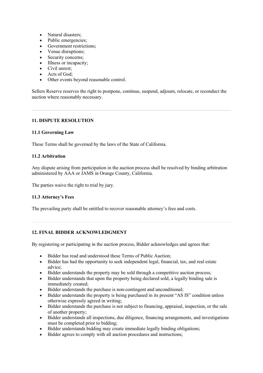 Terms of Public Auction 2026 — page 11